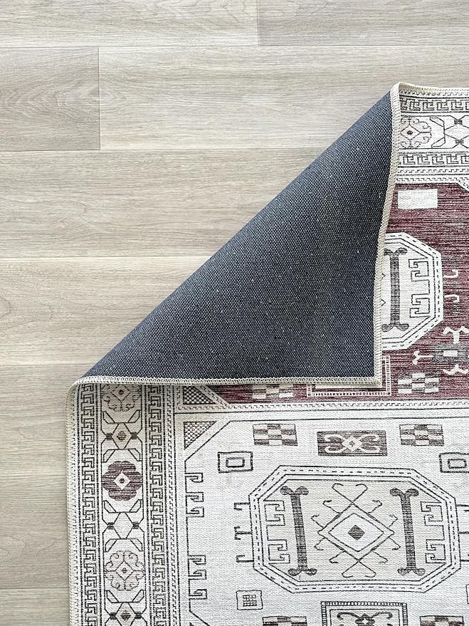 Fame Living Faded Oushak Rug, Turkish Vintage Floral Pastel Large Oversized Area Rugs for Living Room Dining Bedroom Kitchen Bathroom Nursery (848CrRd, 5'9" x 8'9")