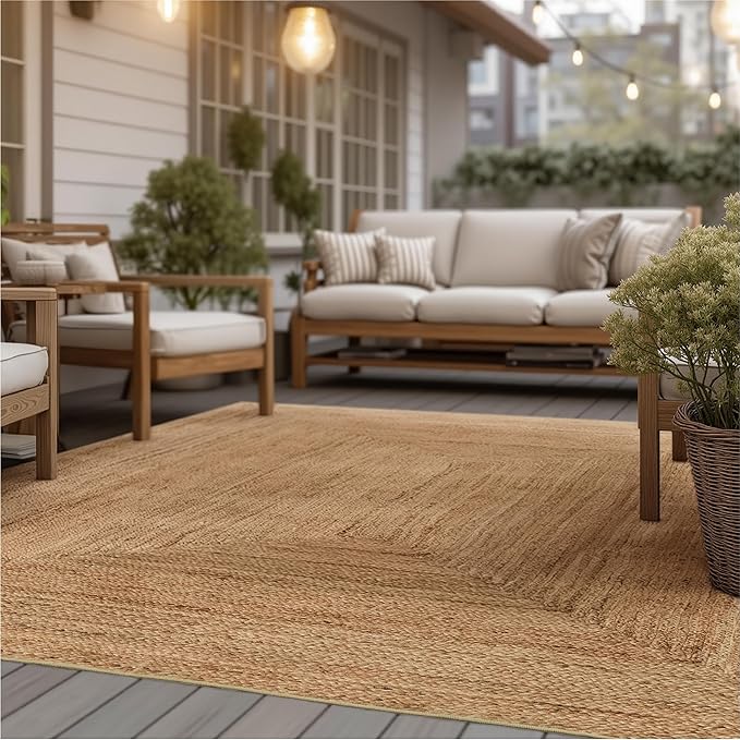 Bedsure 3x5 Printed Jute Rug for Living Room, Machine Washable Rugs, Jute-Look Rug, Non-Slip Backing, Non-Shedding