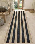 Lahome Striped Easy Jute Kitchen Runner, 2x8 Washable Runner Rug for Hallway Entryway, Farmhouse Non Slip Non Shedding Black Indoor Outdoor Carpet for Entry Porch