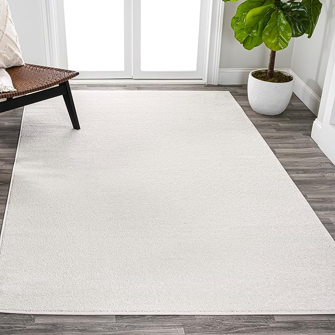 Eyely UES100T-9 Supersoft Haze Solid Low-Pile Indoor Area Rug Casual;Contemporary;Solid;Traditional, Bedroom, Kitchen, Living Room, Easy-Cleaning, Non-Shedding, 9 X 12, Cream