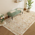 DUKINO 3x5 Area Rug, Vintage Floral Washable Rug for Bedroom with Non Slip Design, Soft Low Pile Indoor Small Carpet for Bedroom, Farmhouse, Living Room, Office, Bathroom, Beige