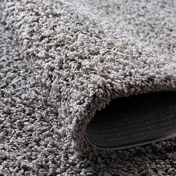 Unique Loom Solid Shag Collection Area Rug (4' Octagon, Cloud Gray)