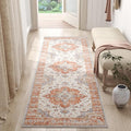 jinchan Runner Rug 2x5 Vintage Hallway Rug Boho Washable Runner Floral Medallion Retro Lightweight Non Slip Classic Thin Soft Carpet for Kitchen Bedroom Bathroom Laundry Room Doorway Brick Red