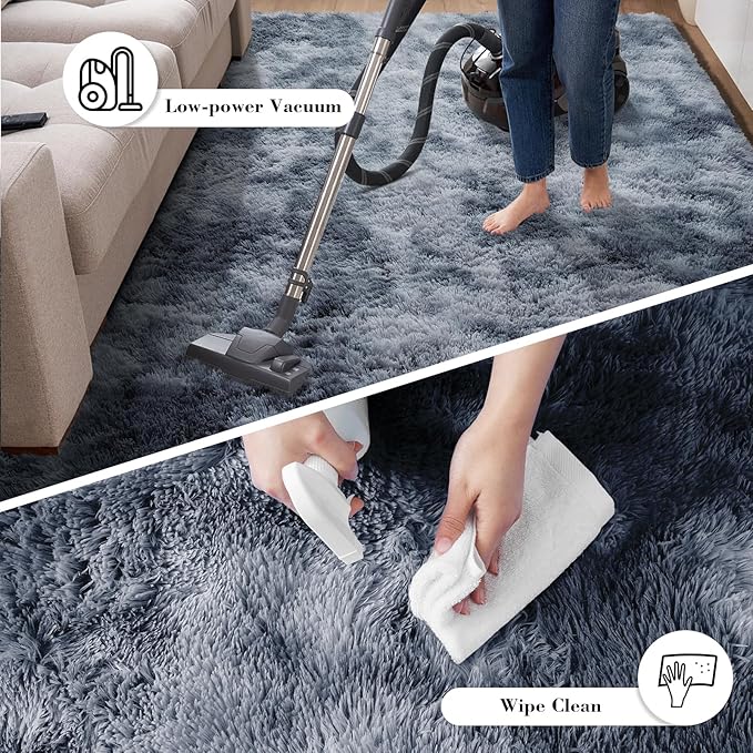 Soft Runner Rugs for Bedroom, Mottling Dark Grey 2x6 Area Rugs Fluffy Rug Shag Rug Carpet, Bedside Rug for Living Room Bedroom Kids Room Home Decor