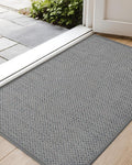 Color&Geometry Ultra-Thin Indoor Door Mat, 32"x48" Low-Profile Non-Slip Entryway Rug with Modern Geometric Texture, Washable Doormat for Indoor Entrance, Front Door, Light Grey (Rolled-up NO Creases)