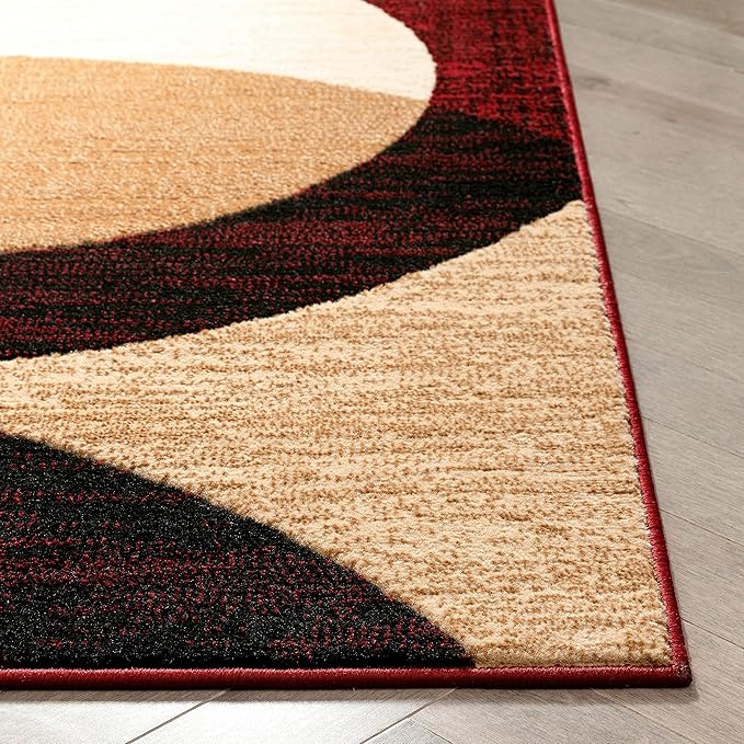 Well Woven Dulcet Bingo Red Modern Geometric Area Rug – 2x4 (2’7” x 3’11”) | Soft Durable Polypropylene Rug for Living Room, Bedroom, or Entryway | Stain & Fade Resistant, Easy to Clean, Medium Pile