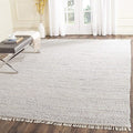SAFAVIEH Rag Rug Collection Area Rug - 9' Square, Ivory & Multi, Handmade Boho Stripe Cotton, Ideal for High Traffic Areas in Living Room, Bedroom (RAR121G)