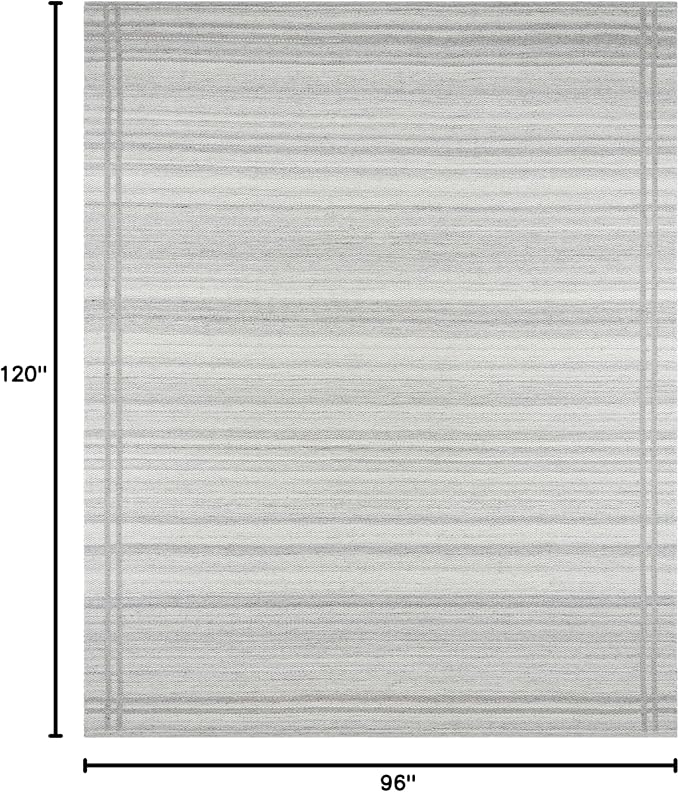 Mark&Day Wool Rugs, 8x10 Janmichael Solid and Border Gray Area Rug, Grey Ivory Carpet for Living Room, Bedroom or Kitchen (8' x 10')