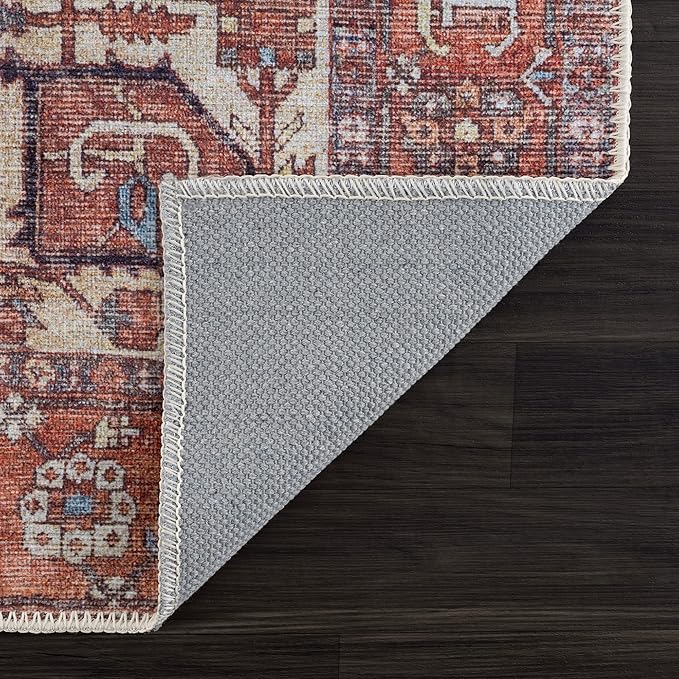 Bloom Rugs Washable 9' x 12' Rug - Red/Orange/Beige Traditional Area Rug for Living Room, Bedroom, Dining Room, and Kitchen - Exact Size: 9' x 12'