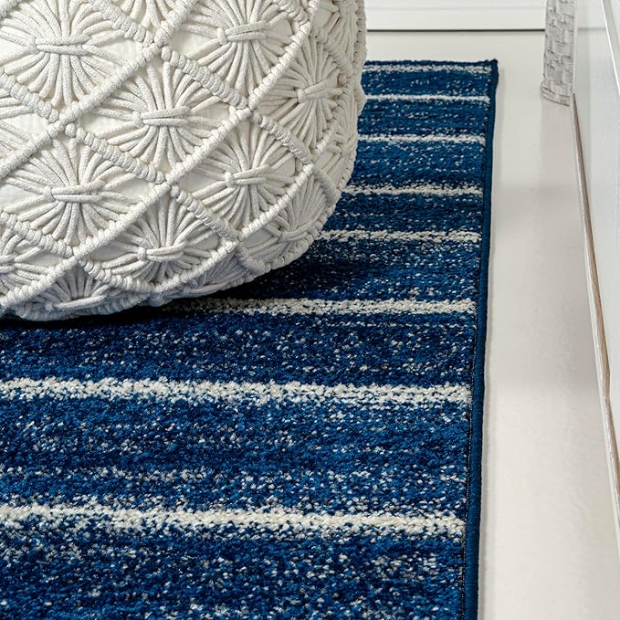 JONATHAN Y Williamsburg Minimalist Stripe Navy/Cream Indoor Area Rug, 8x10, Contemporary, Modern, Easy-Cleaning for Living Room, Bedroom, Kitchen, Pet Friendly, Non-Shedding (MOH201C-8)