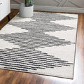 JONATHAN Y Elm Diamond Stripe Shag White/Gray Indoor Area Rug, 8x10, Geometric, Bohemian, Contemporary, Easy-Cleaning for Living Room, Bedroom, Kitchen, Pet Friendly, Non-Shedding (MOH408A-8)