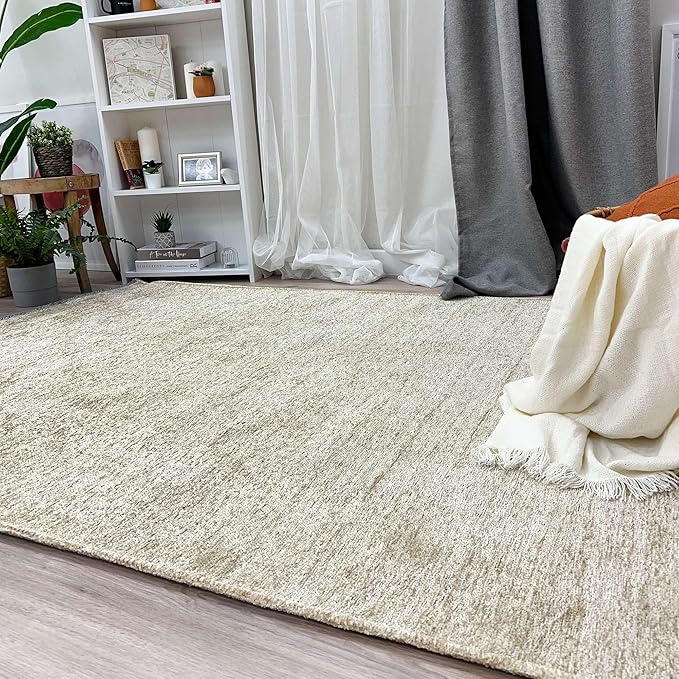 Alfa Rich 4x6 Sand Beige Washable Area Rugs for Living Room Bedroom Kitchen Cotton Runner Decor Rug