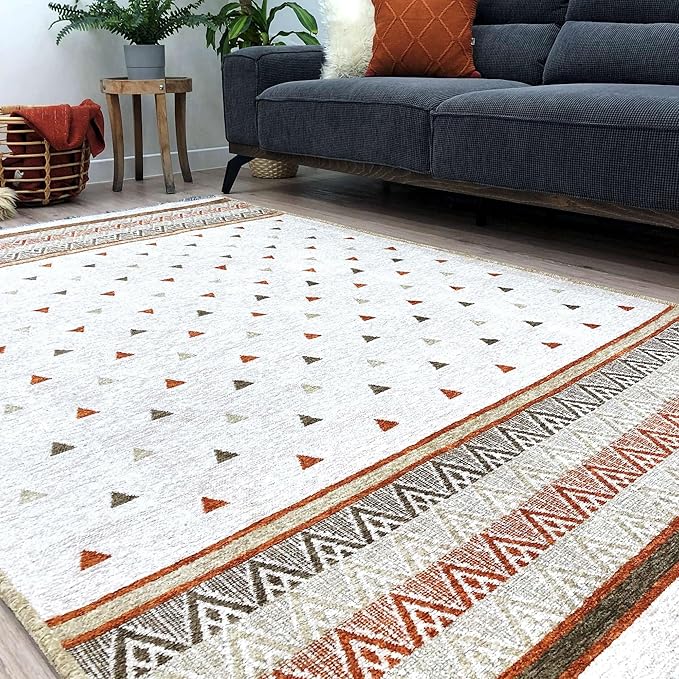 Alfa Rich 4x6 Beige Terracotta Washable Area Rugs for Living Room Kitchen Bedroom Decor Rug