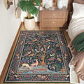 Rugcomf 3x5 Rug Vibrant Tree of Life-Patterned Vintage Non Slip Low Pile Small Carpet for Bedroom Bedside Kitchen Entryway Kids Room Office College Dorm Essentials for Girls, Green