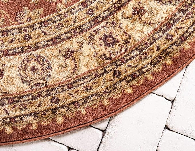 Unique Loom Voyage Collection Traditional Oriental Classic Intricate Design Area Rug (6' 0 x 6' 0 Round, Terracotta/Ivory)