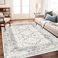 Washable Vintage Area Rug 6x9 Boho Chic Medallion Distressed Design Non-Shedding Easy Care Ideal for High Traffic Areas in Living Room Bedroom Kitchen Office Large Carpet