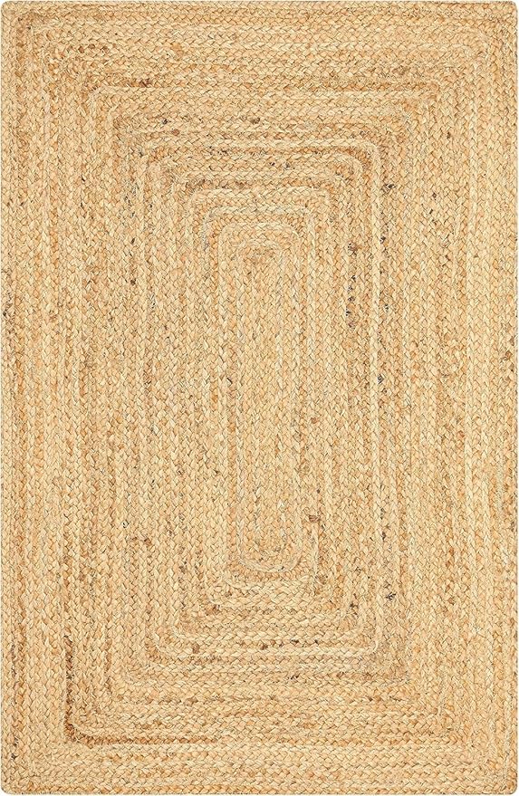 KEMA Handwoven Rectangular Jute Braided Rug 2'x3 ft' – Natural Reversible Farmhouse Boho Rug for Entryway, Kitchen, Living Room & Indoor Outdoor Use