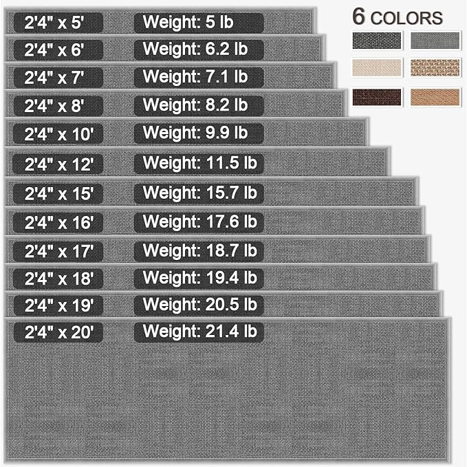 GOYLSER Gray 2x10 Runner Rug for Hallway, Water Absorbent Laundry Room Rug Runner, Natural Jute Long Carpet Runners for Hallway