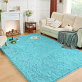 Andency Blue Soft Area Rugs for Living Room Bedroom, 4x6 Fluffy Shaggy Bedside Rug, Non-Slip Large Shag Fuzzy Plush Carpets for Bedroom Kids Dorm Nursery Home Decor Aesthetic