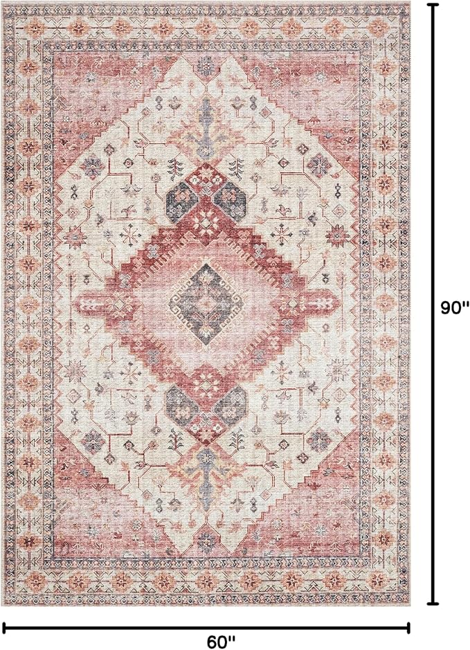 Loloi II Skye Collection SKY-02 Ivory/Berry 5'-0" x 7'-6" Area Rug