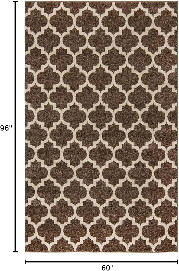 Rugs.com Lattice Collection Rug – 5' x 8' Brown Medium Rug Perfect for Bedrooms, Dining Rooms, Living Rooms