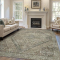 Bavni Washable Rug 3x5 Area Rug for Living Room Bedroom Dining, Washable Vintage Print Carpet, Ultra-Thin Chenille Low Pile Lightweight Rug with Non Slip Backing, Tan