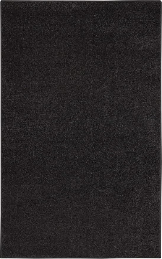 Nourison Home Nourison Essentials Black 3' x 5' Area Rug - Easy Clean, Non Shedding, Bed Room, Living Room, Dining Room, Kitchen (3' x 5')