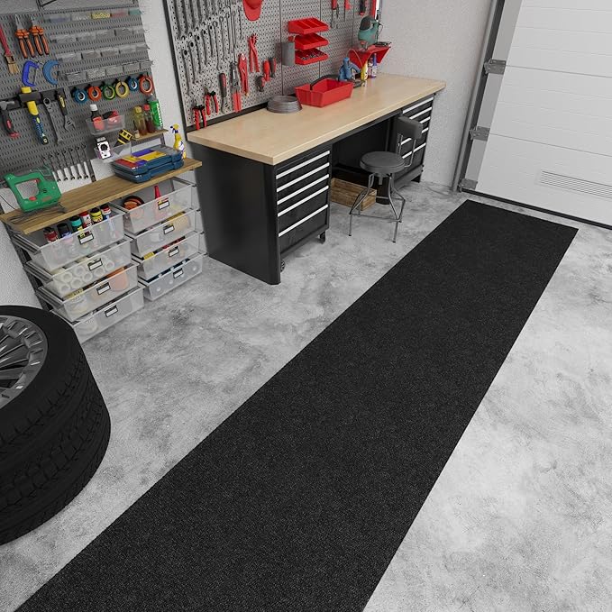 Ottomanson Commercial Scrape Rib Entry Mat – Heavy Duty Ribbed Floor Mat for High Traffic – Non Slip Rubber Back, Waterproof – Indoor Outdoor Use for Offices, Schools, Lobbies, 2' x 48', Black
