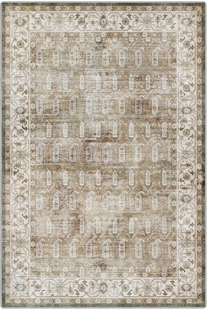 LUMI 8x10 Washable Area Rug for Living Room, Ultra Soft Traditional Vintage Rugs Non Slip with Rubber Backing, Low Profile, High Traffic, Stain Resistant Carpets, Ideal for Bedroom, Dining Room