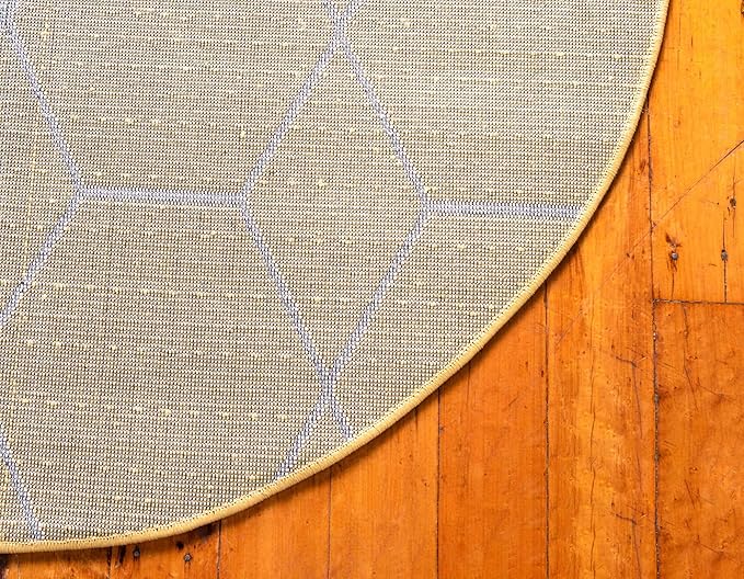 Unique Loom Trellis Frieze Collection Area Rug - Geometric (8' Round, Yellow/ Ivory)