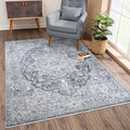 Bloom Rugs Caria Washable Non-Slip 3x5 Rug - Gray/Dark Blue Traditional Area Rug for Living Room, Bedroom, Dining Room, and Kitchen - Exact Size: 3' x 5'