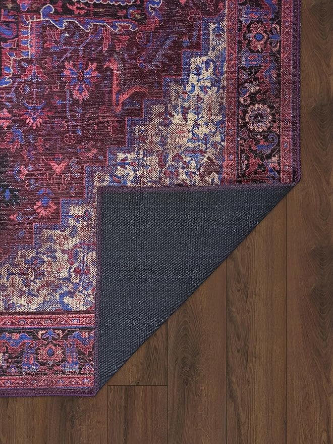 Fame Rugs Turkish Rug. Washable Vintage Oriental Antique Inspired Traditional Doormat Small Modern Area Rugs Luxury Entryway Entry Bedroom Bathroom Kitchen (398RR, 2'5 x 6'9)