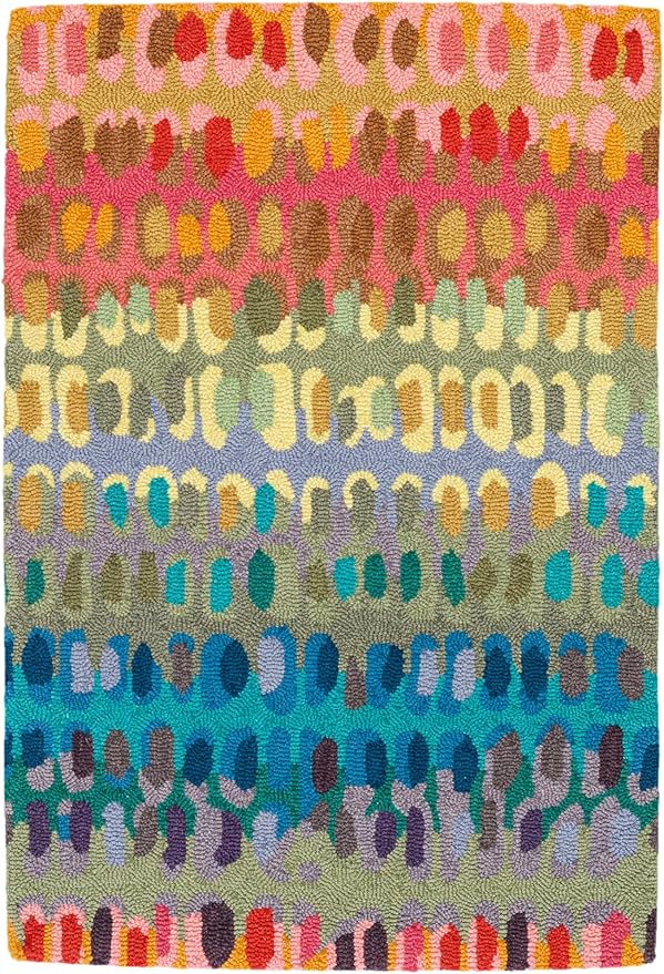 Dash & Albert Paint Chip Stone Hand Micro Hooked Wool Rug, 9.5 X 13.5 Feet, Multicolored Geometric Pattern