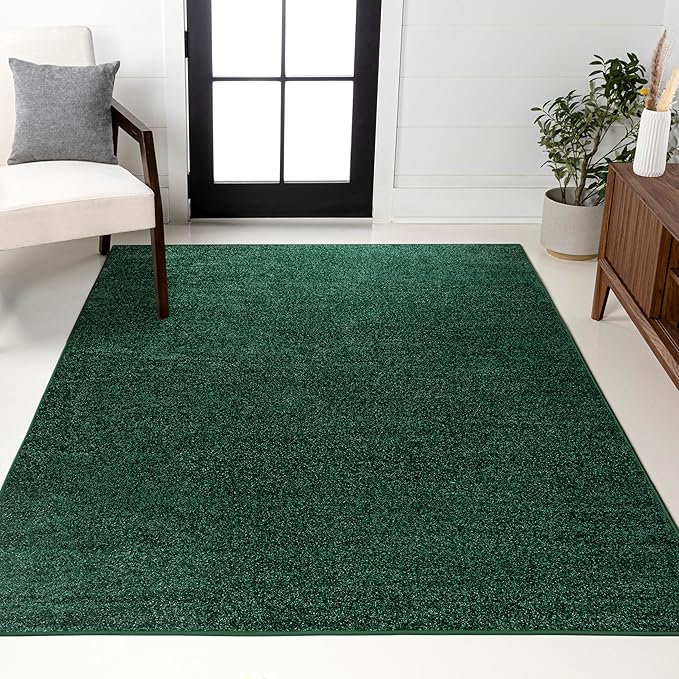 JONATHAN Y Haze Solid Low-Pile Emerald Indoor Area Rug 10x14, Coastal,Bohemian,Minimalist,Classic, Easy-Cleaning for Living Room,Bedroom,Kitchen,Pet Friendly,Non-Shedding (SEU100L-14)