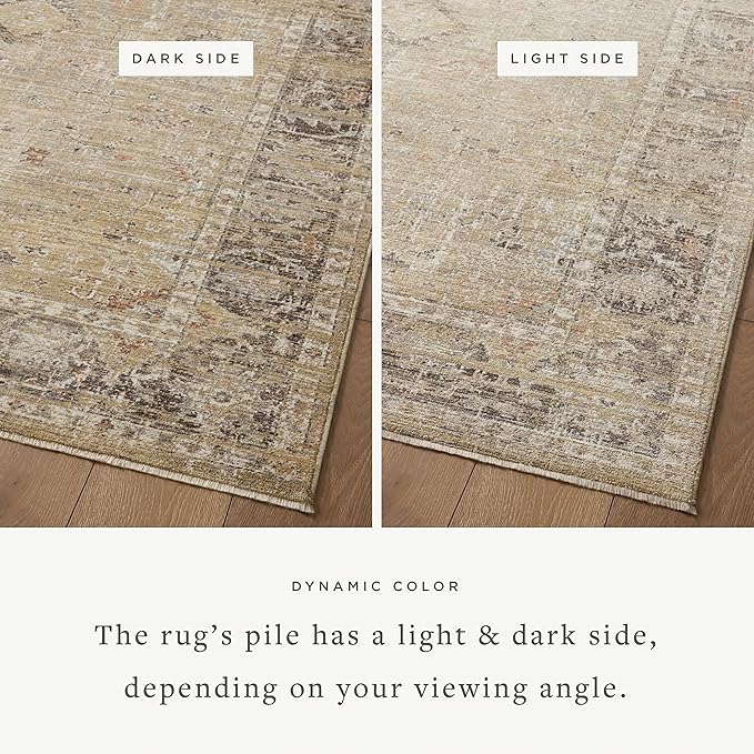 Loloi Magnolia Home by Joanna Gaines Millie Collection MIE-03 Gold/Charcoal 7'-10" x 10', .25" Pile Height, Area Rug