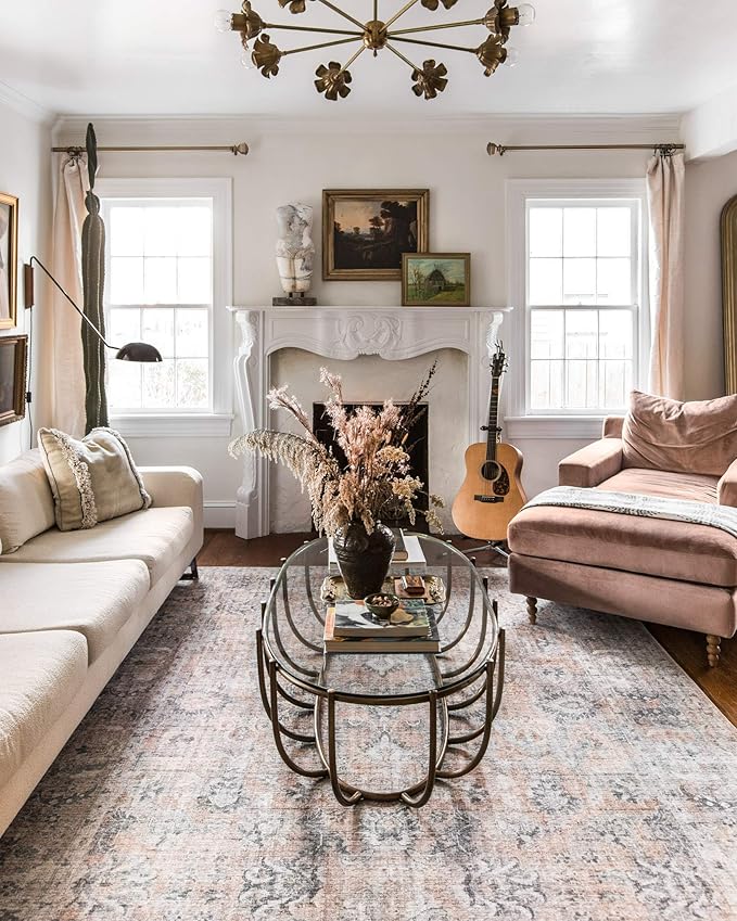 Loloi II Skye Collection SKY-01 Blush/Grey 7'-6" x 9'-6" Area Rug