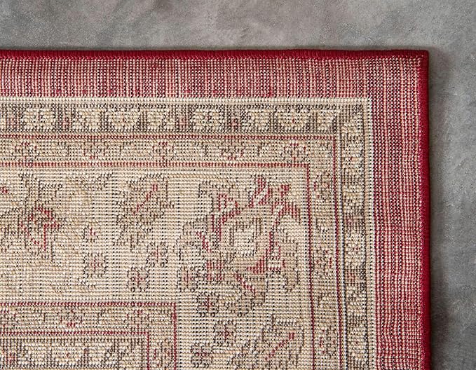 Unique Loom Sialk Hill Collection Area Rug - Washington (9' 10" x 13' 1" Rectangle Burgundy/Cream)