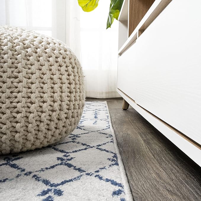 JONATHAN Y Boho Vintage Diamond Cream/Navy Indoor Area Rug 5X8 ft, Moroccan Hype for Living Room, Bedroom, Kitchen, Office, Easy-Cleaning, High Traffic, Pet-Friendly, Non-Shedding (MOH101F-5)