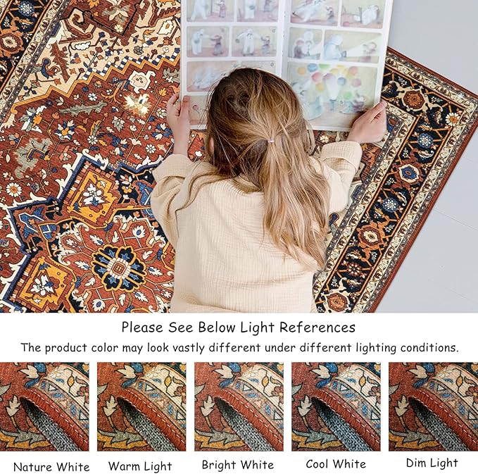 Moynesa Ultra-Thin Washable Area Rug - 2x3 Small Kitchen Rug for Entryway Mat, Oriental Non-Slip Non-Shedding Indoor Floor Carpet for Bathroom Sink Bedroom Living Room Coffee Table Hardwood Floors