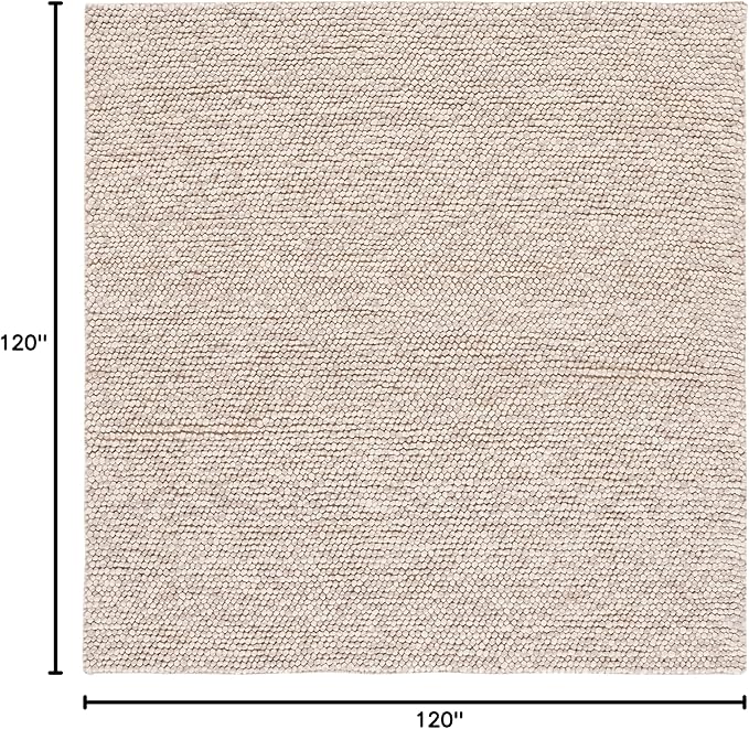 SAFAVIEH Natura Collection Area Rug - 10' Square, Beige, Handmade Wool Blend, Textured Design, Ideal for Living Room, Bedroom, Dining Space (NAT620B)