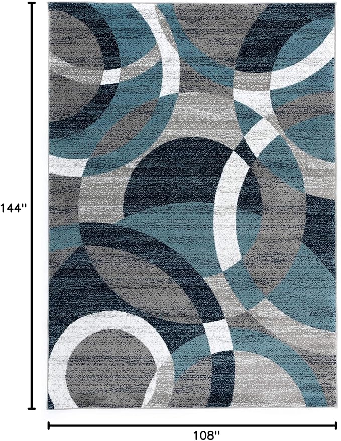 Rugshop Contemporary Abstract Circles Perfect for high Traffic Areas of Your Living Room,Bedroom,Home Office,Kitchen Area Rug 9' x 12' Blue