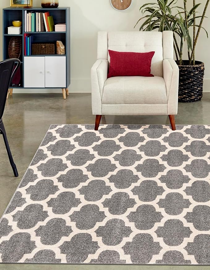 Rugs.com Lattice Collection Rug – 10x14 Dark Gray Medium-Pile Rug Perfect for Living Rooms, Large Dining Rooms, Open Floorplans