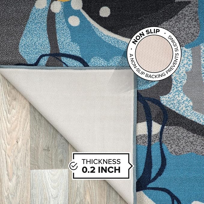 Rugshop Gray Large Floral Non-Slip Area Rug Fade Resistant for Bedroom, Entryway and Home Office, 4' x 6'