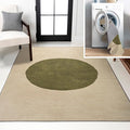 JONATHAN Y Machine Washable Cream/Green Indoor Area Rug 9X12 ft, Cirkel Minimalist Geometric Dot for Living Room, Bedroom, Kitchen, Office, Easy-Cleaning, Pet-Friendly, Non-Shedding WSH113C-9