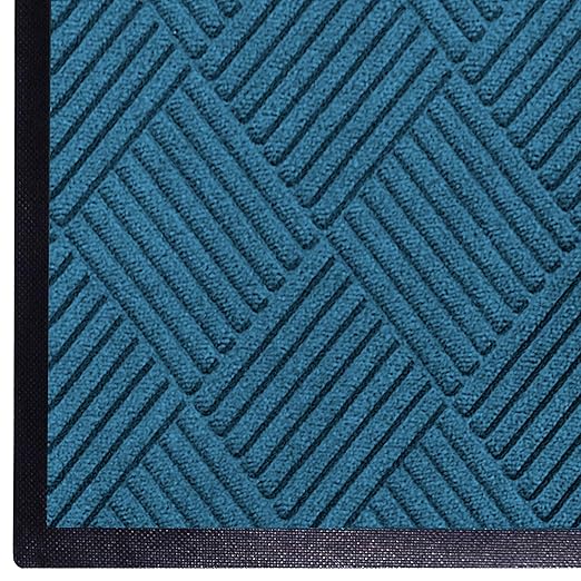 WaterHog Diamond | Commercial-Grade Entrance Mat with Rubber Border – Indoor/Outdoor, Quick Drying, Stain Resistant Door Mat (Medium Blue, 3' x 12')