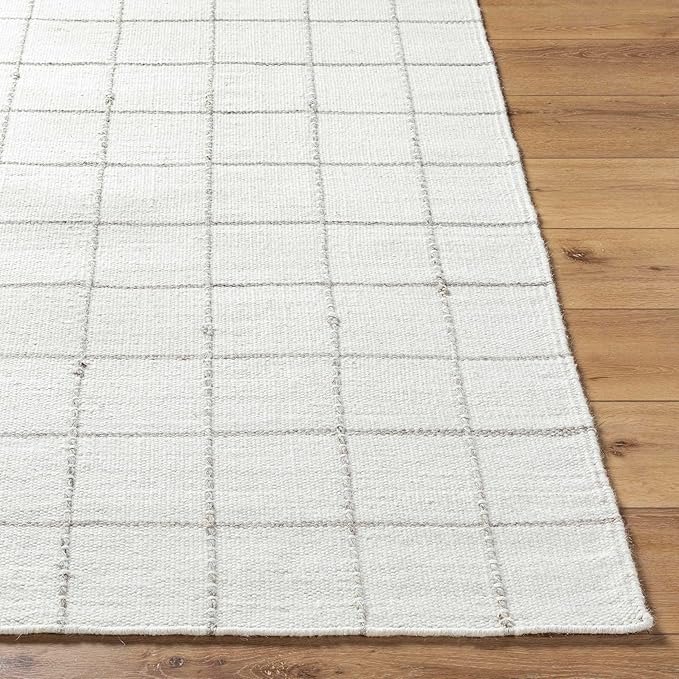 Mark&Day Wool Rugs, 4x6 Ishaq Cottage Off-White Area Rug, White Silver Carpet for Living Room, Bedroom or Kitchen (3'6" x 5'6")