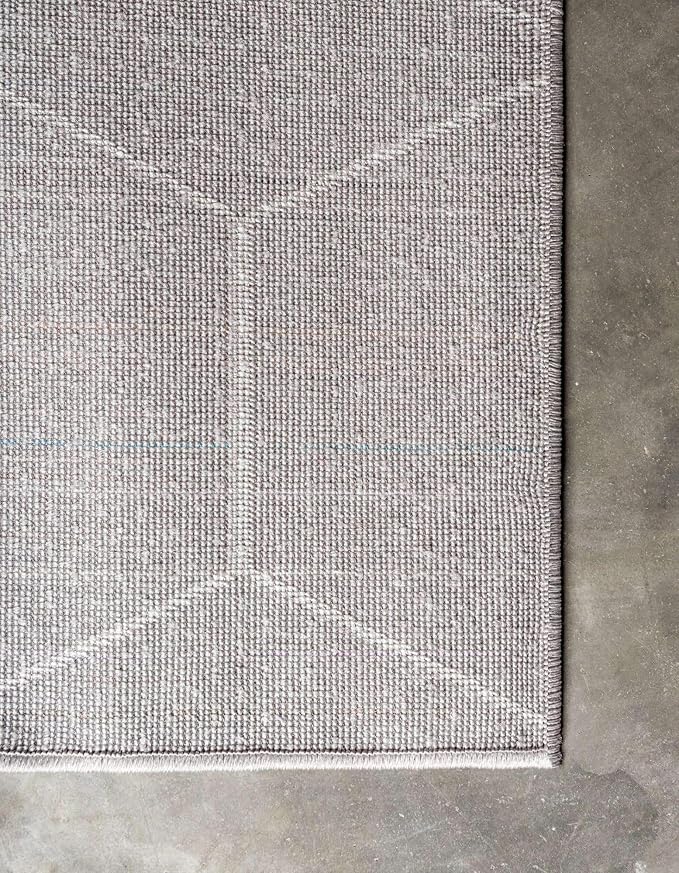 Unique Loom Trellis Frieze Collection Area Rug - Geometric (5' Square, Light Gray/ Ivory)