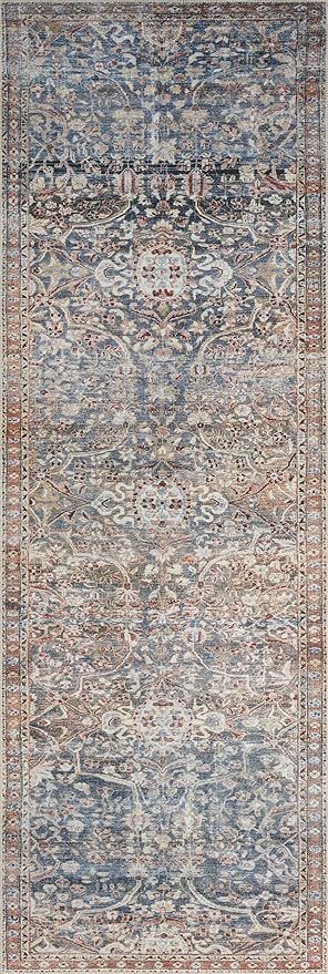 Loloi Chris Loves Julia Jules Collection JUL-06 Denim/Spice 2'-6'' x 7'-6'', .13" Pile Height, Runner Rug