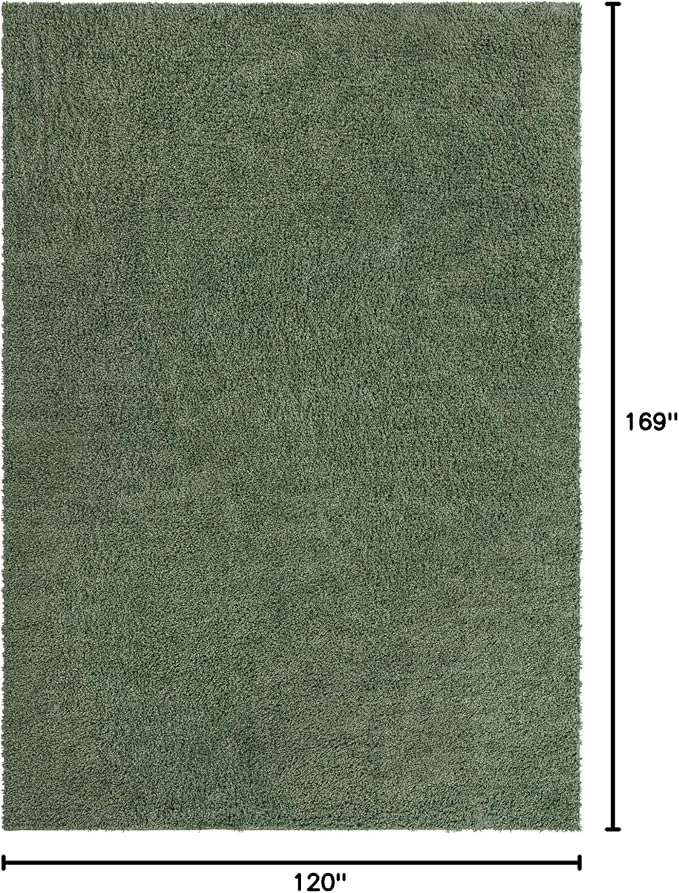 Unique Loom Davos Shag Collection Area Rug - Solid (10' x 14' 1" Rectangle, Sage)