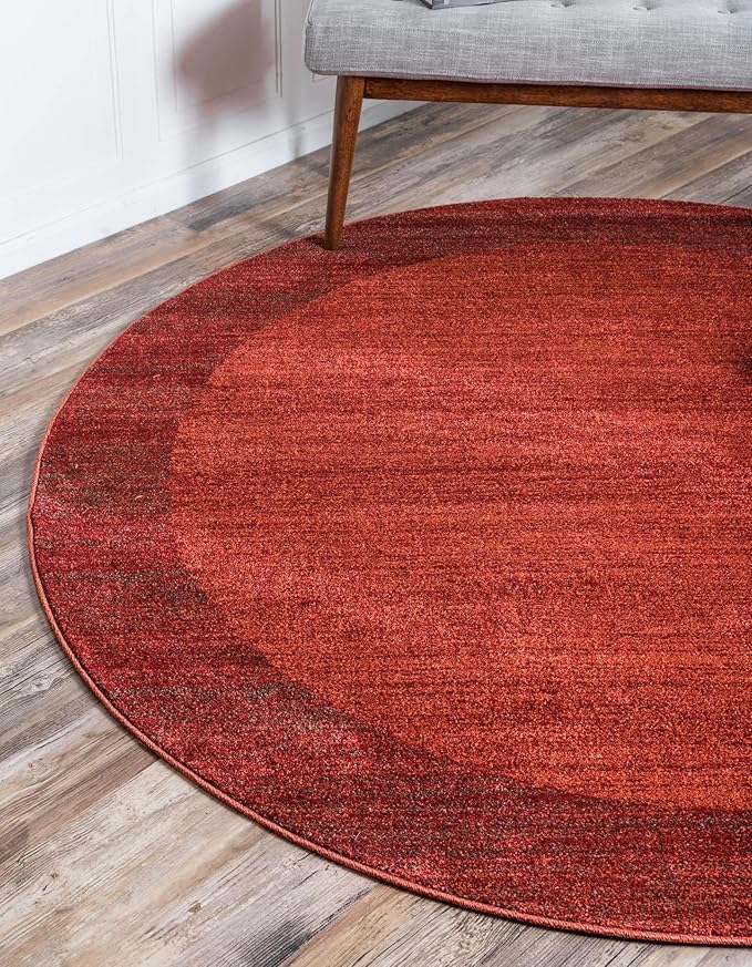 Rugs.com Angelica Collection Rug – 4 Ft Round Terracotta Medium Rug Perfect for Kitchens, Dining Rooms